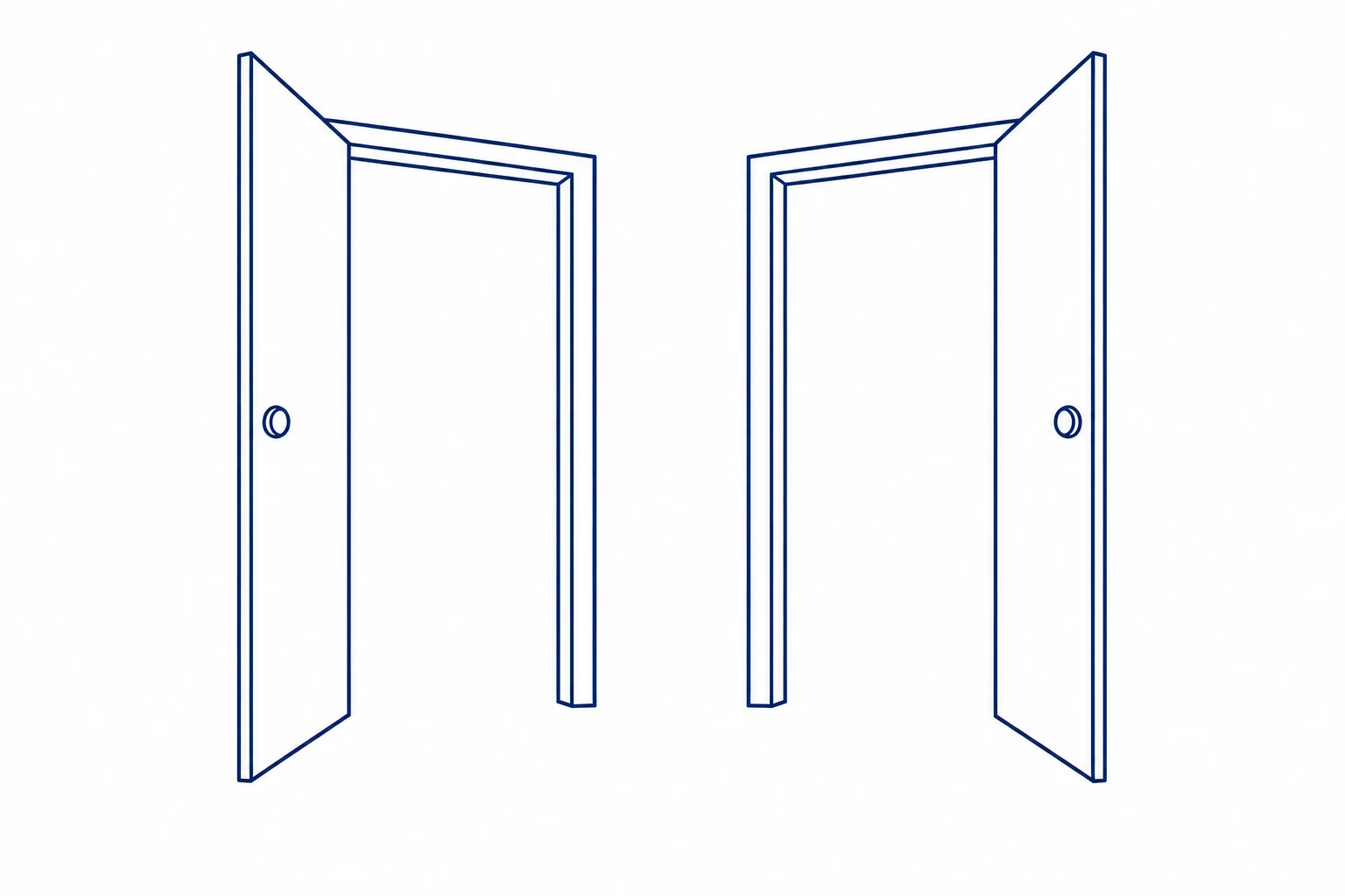 Ilustración de dos puertas abiertas como símbolo de encontrar un punto de partida.